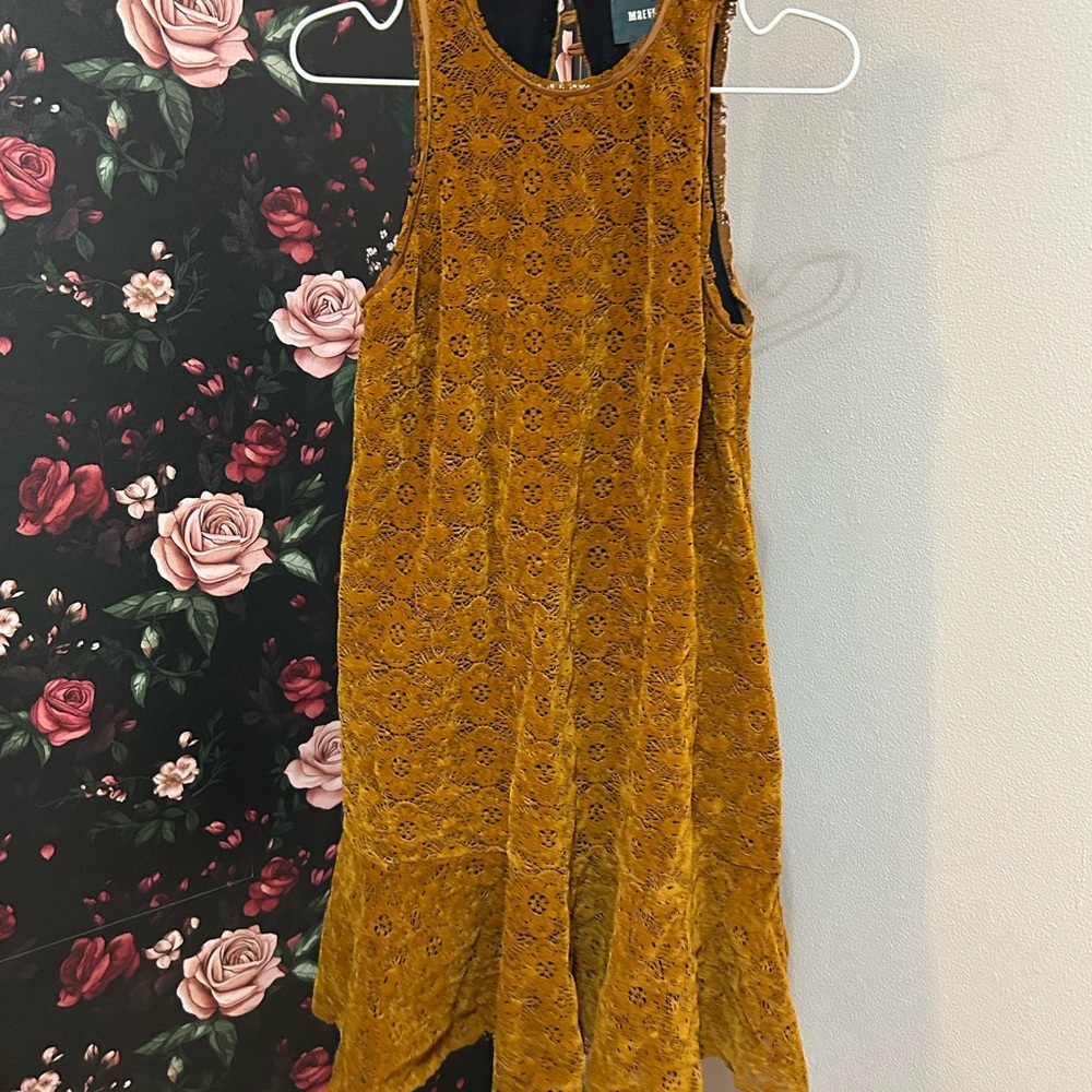Maeve Mustard Lace Mini Dress